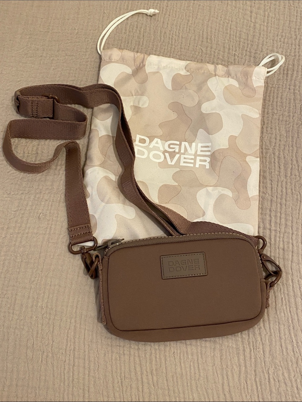 Dagne Dover Mini Brown Neoprene Messenger Crossbody